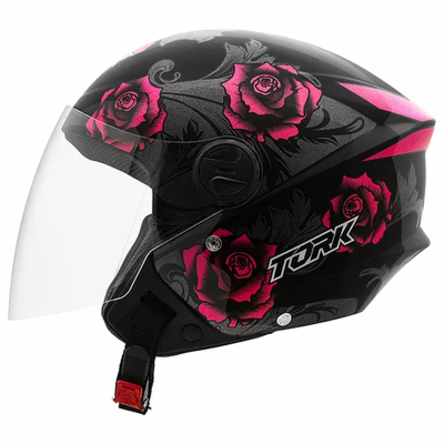 CAPACETE NEW LIBERTY THREE FLOWERS BRILHANTE TAM 56 PINK/PT